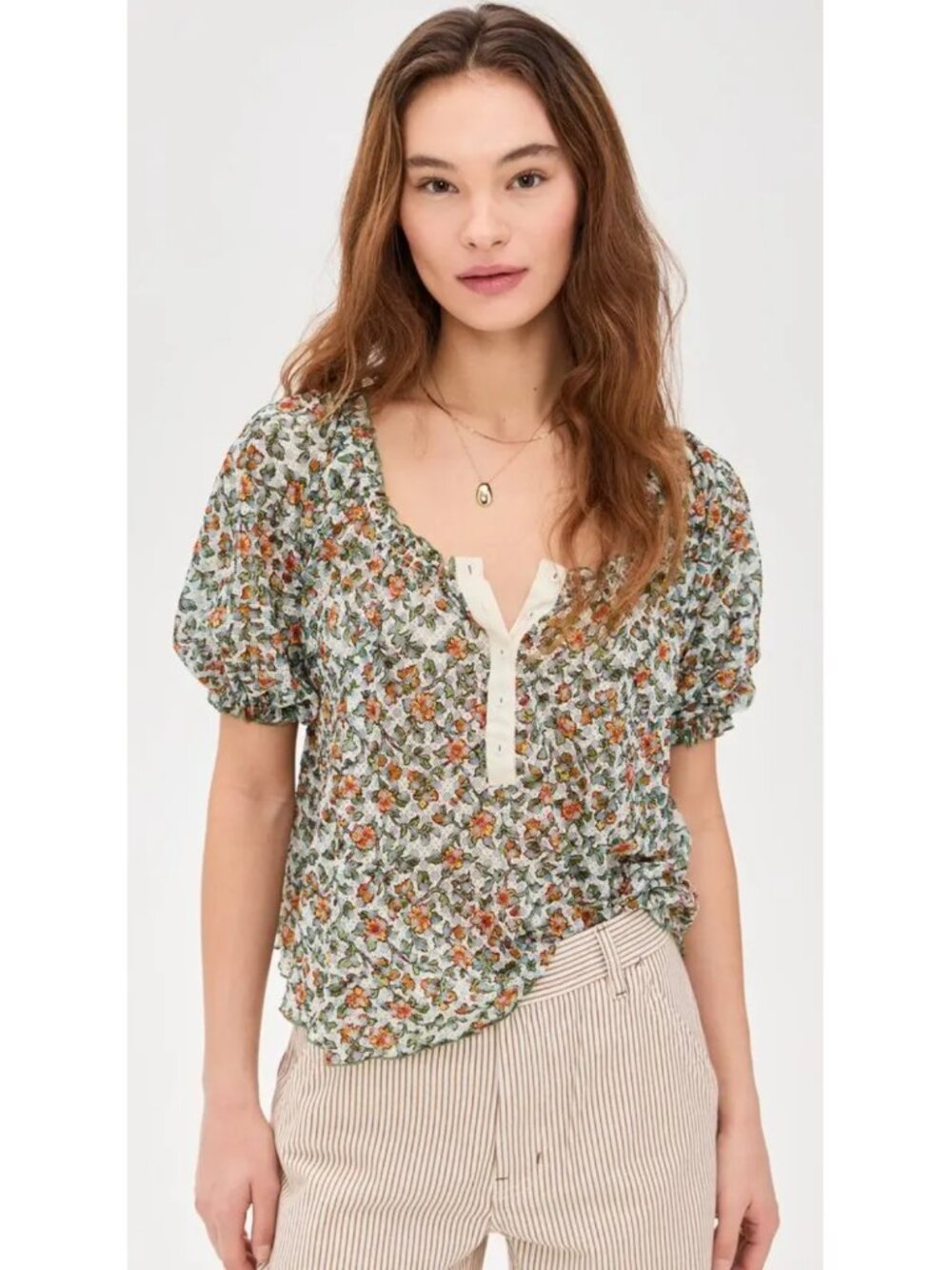 Free People Astra Peasant Top L $78